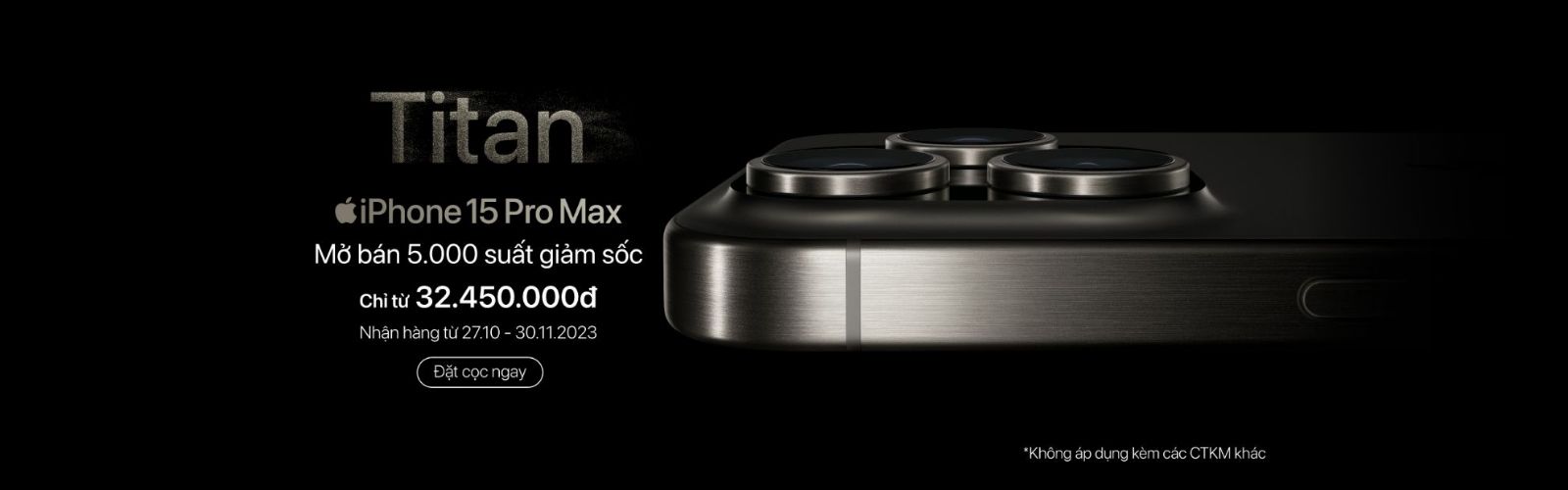 Hình ảnh cho danh mục Cực HOT: 5000 Suất cọc iPhone 15 Pro Max giá siêu ưu đãi 